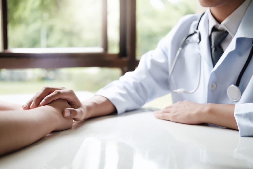 Internal medicine patient in meeting with direct primary care doctor